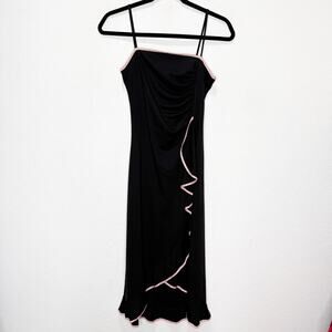 Taboo Y2K Ruffle Pink Trim Dress Whimsigoth Grunge